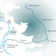 The four wind turbine sites will be connected by a channel that takes the water down to the valley.